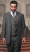 Men's 2 Button 3 Piece Vested Suit with Pleated Pants in Dark Oxford Charcoal Grey