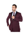 Renoir Suits - Renoir Fashion Mens  shawl Lapel Slim Fit Polyester Suit In Burgundy