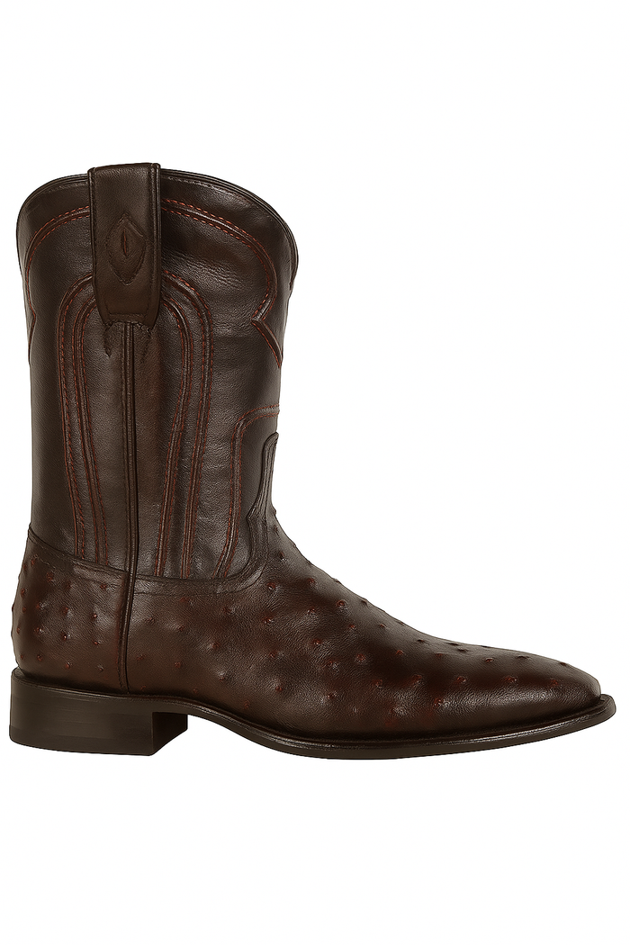 Black Cherry Roper Ostrich Western Boots - Image 9