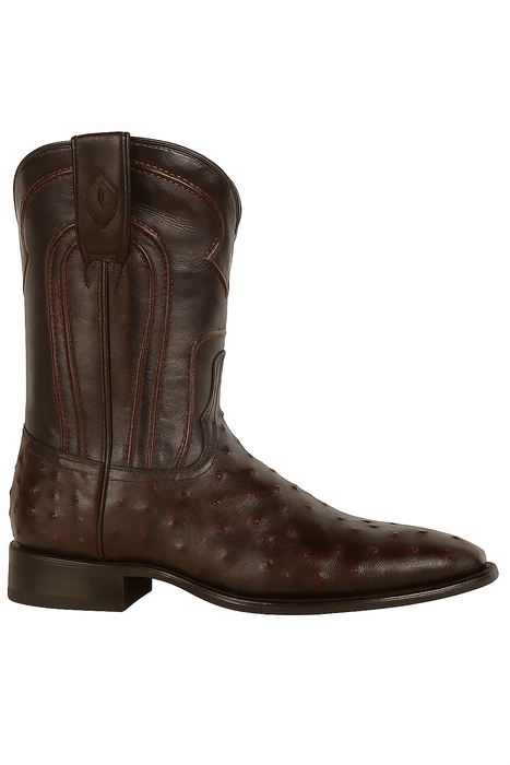Black Cherry Roper Ostrich Western Boots