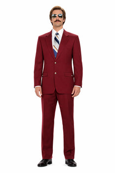 Ron Burgundy Suit - Light Burgundy Color Vested Suit