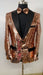 Mens Rose Gold Sequin Tuxedo Jacket with Black Satin Shawl Lapel and Matching Bow Tie