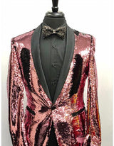 Rose Gold Tuxedo Sequin Shiny Flashy Stage ~ Prom Fancy Pinkish Blazer Dinner Jacket Prom Wedding