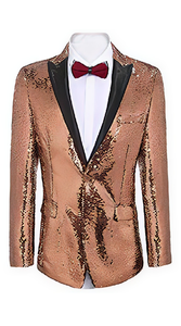 Rose Gold ~ Pinkish Sequin Shiny Men'S Blazer + Matching Bowtie