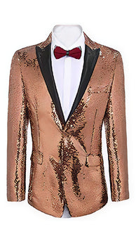 Rose Gold ~ Pinkish Sequin Shiny Men'S Blazer + Matching Bowtie