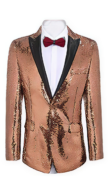 Rose Gold ~ Pinkish Sequin Shiny Men'S Blazer + Matching Bowtie