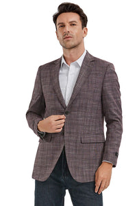 Saco vaquero - Western Sport Coat - Western Blazer - Men's Slim Fit Casual Sport Coat Blazer In Dark Rose Pink Plaid