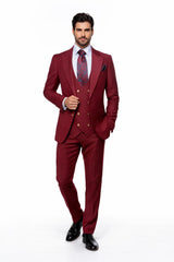 Rossi Man BOND RM1777 Slim Fit 3-Piece Red Suit – Modern Tailored Suit for Men