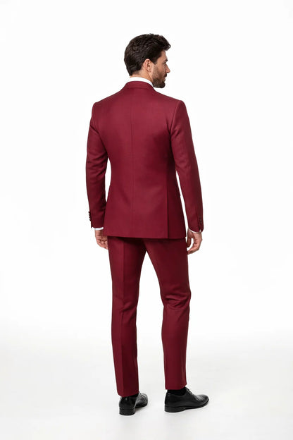 Rossi Man BOND RM1777 Slim Fit 3-Piece Red Suit – Modern Tailored Suit for Men