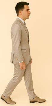 Rossi Man LEO RM1622 – Off-White Slim Fit 3-Piece Designer Suit for Men