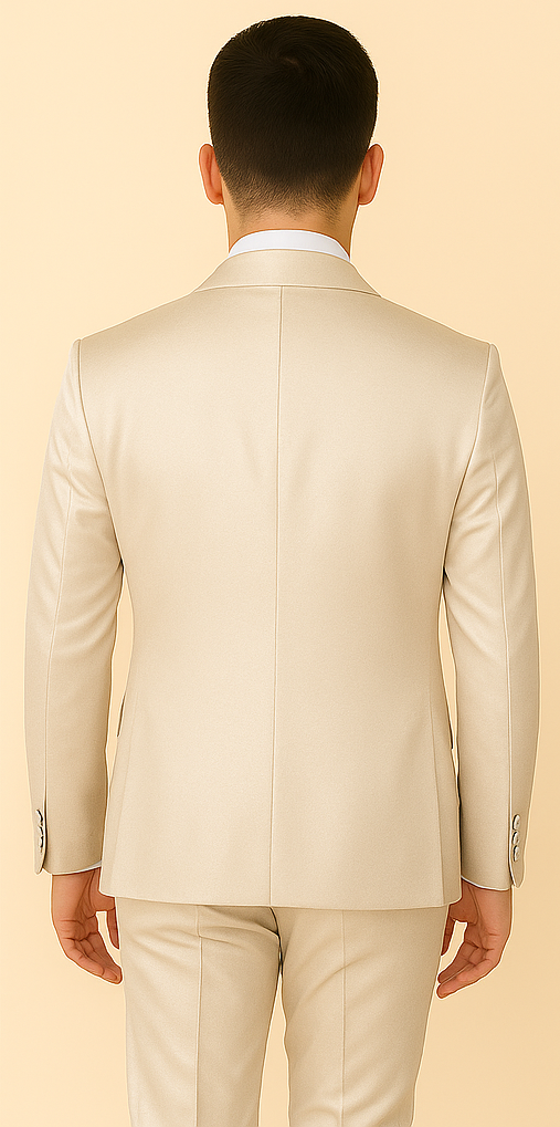 Rossi Man LEO RM1642 – Off-White Shimmer Slim Fit 3-Piece Suit for Men