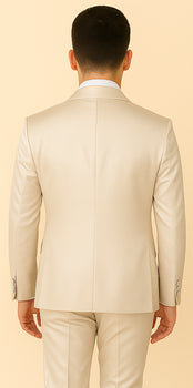 Rossi Man LEO RM1642 – Off-White Shimmer Slim Fit 3-Piece Suit for Men