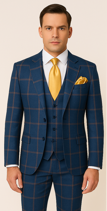 Rossi Man Max RM1840 – Slim Fit 3-Piece Formal Suit for Men