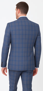 Rossi Man MAX RM1823 Slim Fit 3-Piece Blue Plaid Suit – Tailored for Weddings & Business