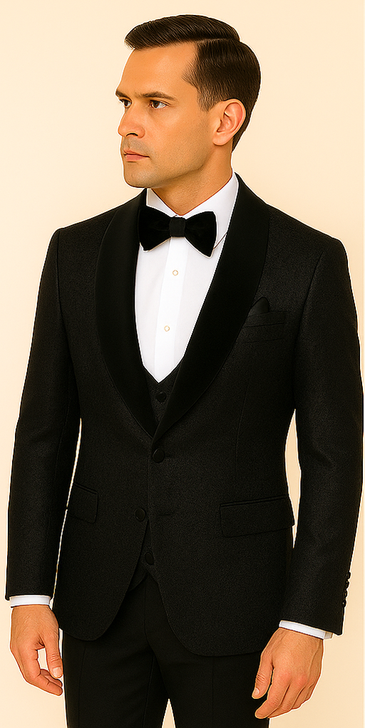 Rossi Man RM1446 – Classic 3-Piece Smoking Style Tuxedo Suit for Men