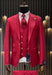 Rossiman Brand Red Suits - 1 Button Suit Peak Lapel Double Breasted Vest
