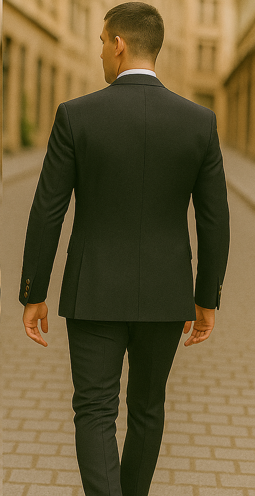 Rossiman Suit - Tan Suit With Gold Buttons - Peak Lapel 1 Button Double Breasted Vest