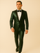 Rossiman Men’s Green Sateen Suit – Glossy Finish with Modern Flair