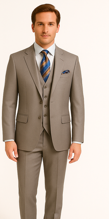 Men's Gray Slim Fit 3-Piece Suit by Rossiman – With Vest & Tailored Trousers