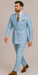 Rossiman Men’s Light Blue Slim Fit Suit – Elegant Double-Breasted Design