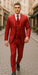 Rossiman Men's Red Suit – Stylish 1-Button Peak Lapel Jacket & Double-Breasted Vest