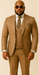 Rossiman Men’s Tan Suit – Gold Buttons & Double-Breasted Vest Elegance