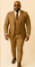 Rossiman Men’s Tan Suit – Gold Buttons & Double-Breasted Vest Elegance
