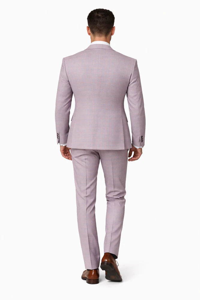 Rossiman Sharkskin Gray Plaid Suit – Double-Breasted Windowpane Suit for Men Modern Fit