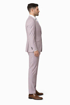 Rossiman Sharkskin Gray Plaid Suit – Double-Breasted Windowpane Suit for Men