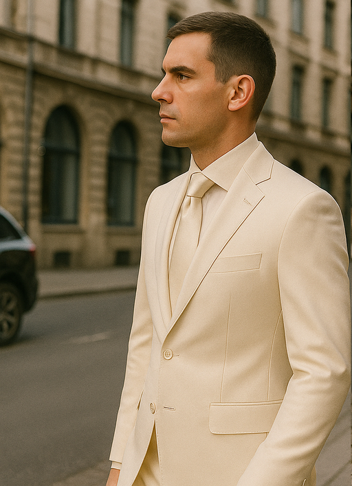 Rossiman White Sateen Suit for Men – High-Shine Formal Elegance