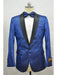 Royal And Black Two Toned Paisley Floral Blazer Tuxedo Dinner Jacket Fashion Sport Coat + Matching Bow Tie