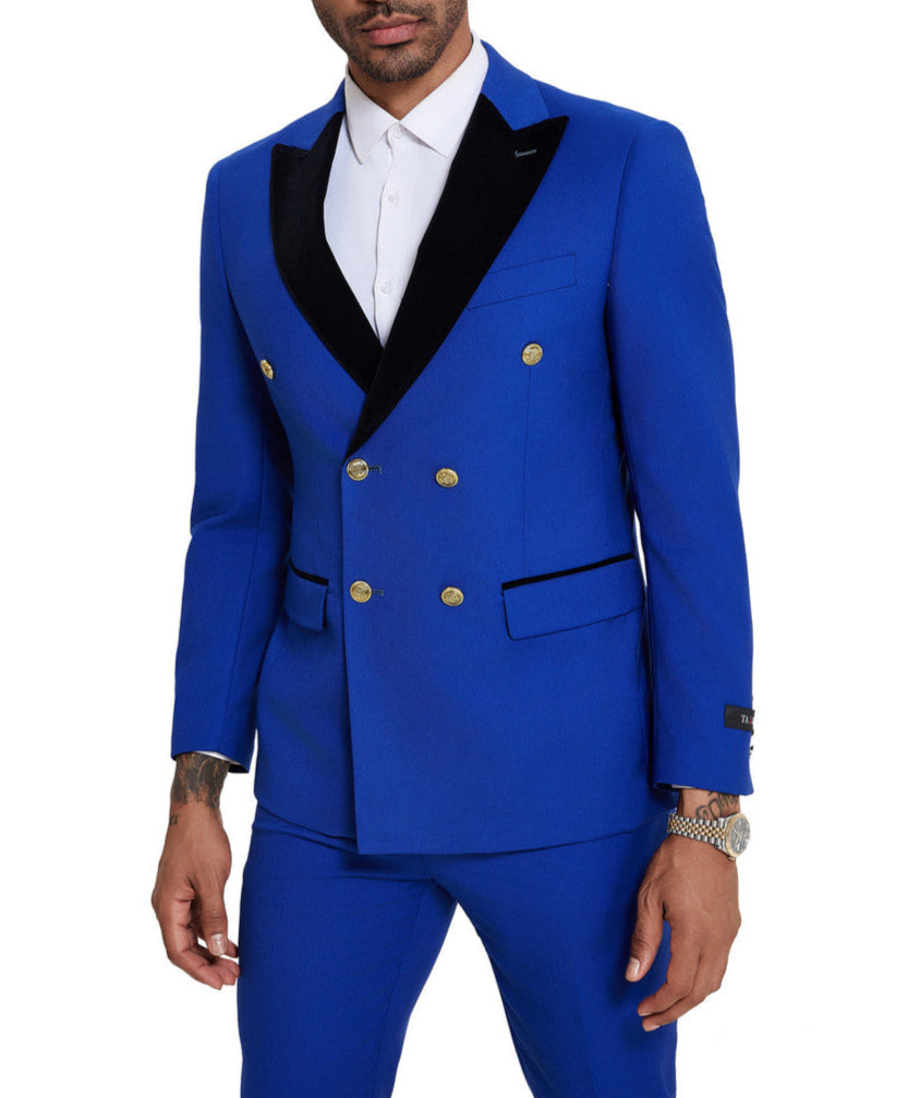 Mensusa Royal Blue 2 Piece Slim Fit Double Breasted Tuxedo — MensUSA