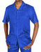 Men'S 5 Button Canary 100% Linen Short Sleeve Royal Blue Two Piece Casual Two Piece Mens Walking Outfit For Sale Pant Sets Dress Suits For Men - Mens Linen Suit