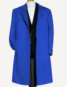 Men's Dress Coat Soft Finest Grade Royal Blue Overcoat ~ Long Men's Dress Topcoat -  Winter coat