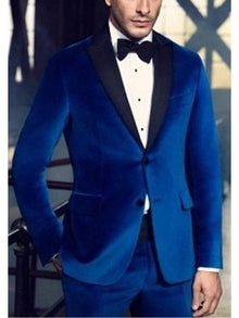 Men's 2 Button Royal Blue Wedding Tuxedo Dress Suits for Men