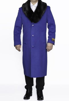 Mens Overcoat Royal Blue Dress Coat on Sale
