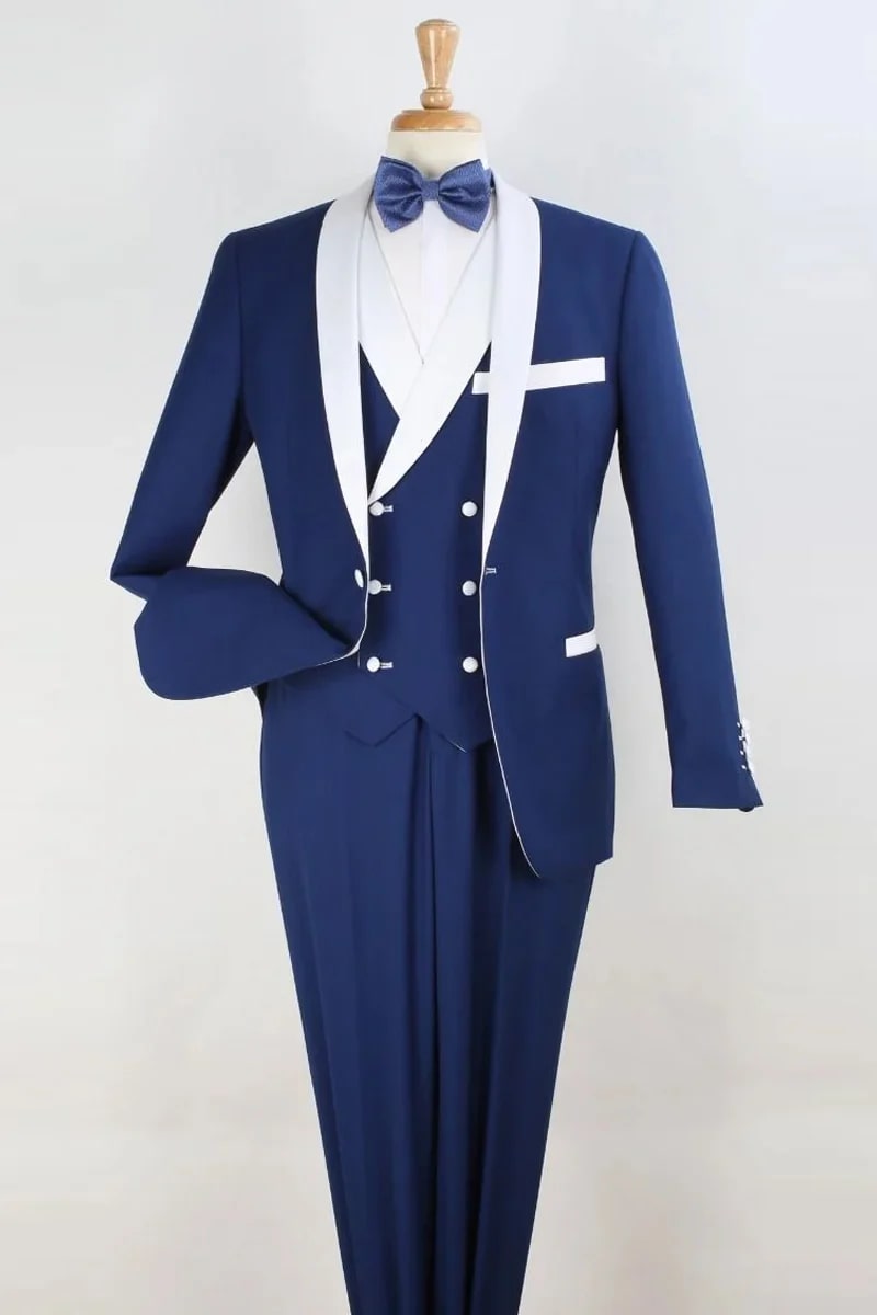 Blue and White Lapel Tuxedo
