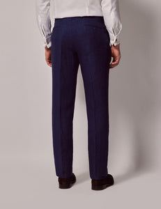 Mens Linen Suit For Beach Wedding - Summer Suit in Royal Blue Herringbone