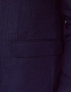 Mens Linen Suit For Beach Wedding - Summer Suit in Royal Blue Herringbone