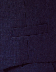 Mens Linen Suit For Beach Wedding - Summer Suit in Royal Blue Herringbone