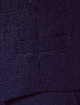 Mens Linen Suit For Beach Wedding - Summer Suit in Royal Blue Herringbone