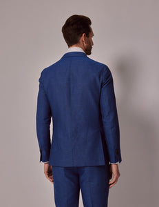 Mens Linen Suit For Beach Wedding - Summer Slim Suit in Royal Blue