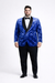 Royal Blue Rose Wedding Tuxedo Jacket – Slim Fit Shawl Lapel