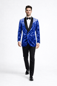 Royal Blue Rose Wedding Tuxedo Jacket – Slim Fit Shawl Lapel