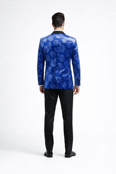Royal Blue Rose Wedding Tuxedo Jacket – Slim Fit Shawl Lapel