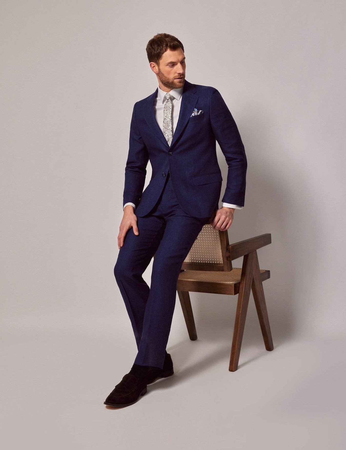 Navy Blue Linen Suit