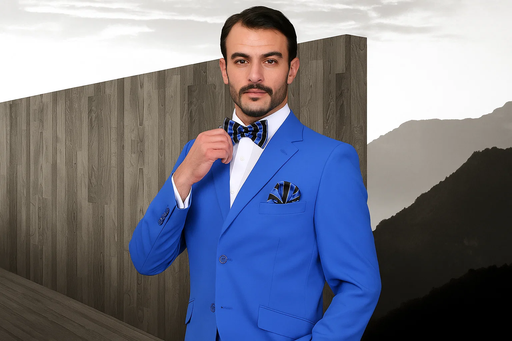 Men's Royal Blue Dress Cheap Priced Business Suits Clearance Sale for Men 2 Button Super 120's Extra Fine 2 Piece