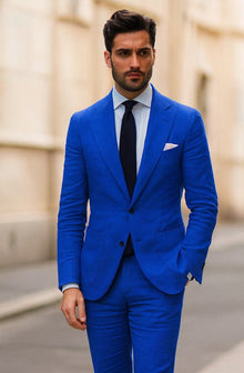 Royal Blue Linen Suit - Royal Blue Linen Suit - Royal Blue Tiffany Color