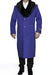 Removable Fur Collar Full Length Ankle length Wool Dress Top Coat / Overcoat In Royal Blue - Mens Overcoat