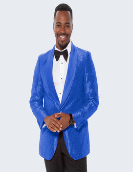 Blue Prom Suits - Blue Homecoming Single Breasted Guys Outfit Blue Prom Tuxedo